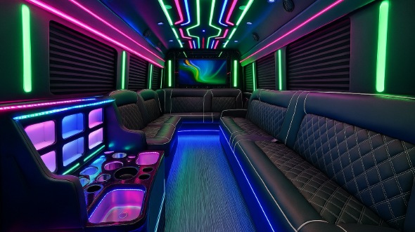 Interior of Charter Bus Company Marysville's Party Bus in Marysville
